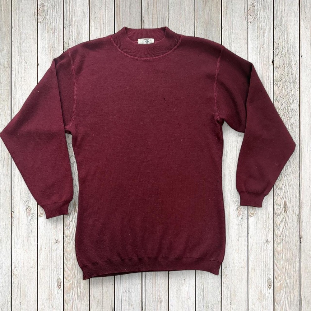 Vintage Made in Italy 100% Merino Wool Sweater Burgundy Crewneck Size S